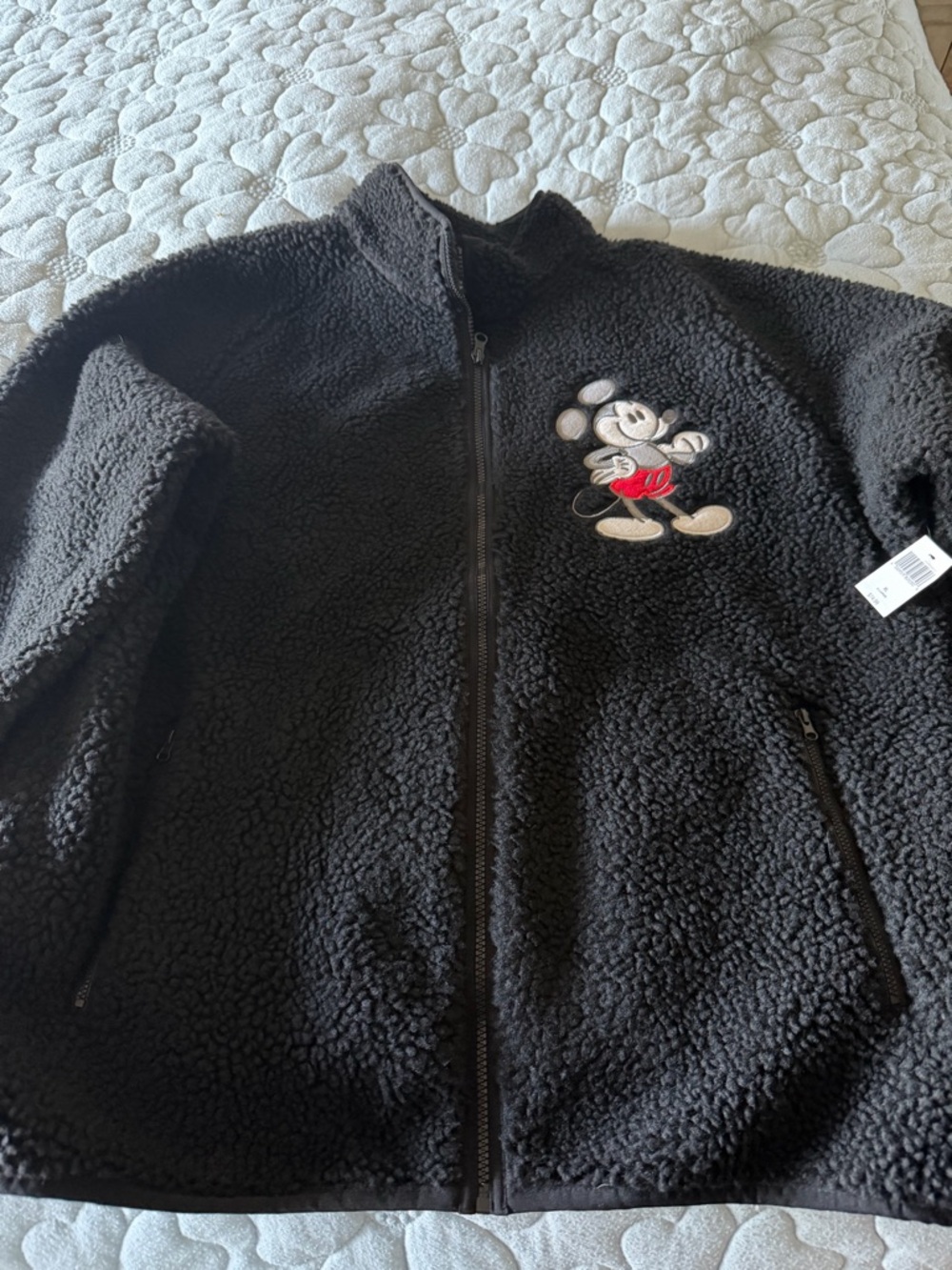 Disney Black Fleece Jacket with Mickey Patch